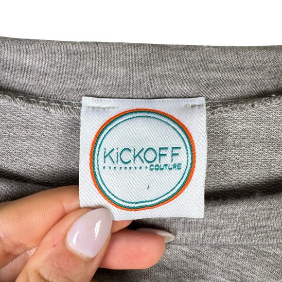 Kickoff Couture Grey Baylor Collegiate Patch Long Tiered Ruffle Sleeve Sweater - Picture 10 of 11